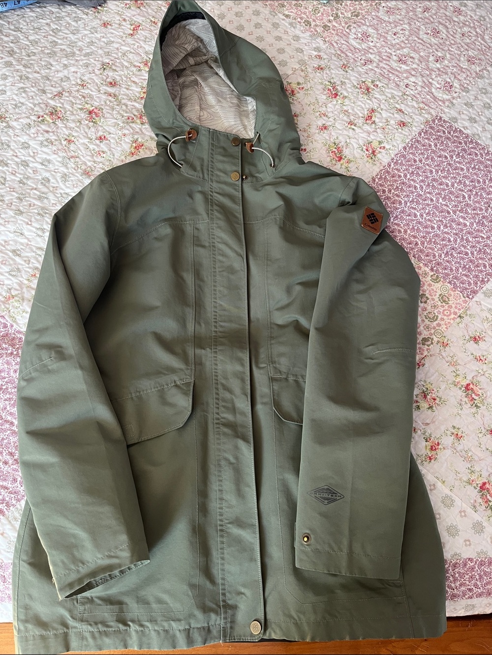 Columbia Olive Green Women's Hooded Trench Coat
